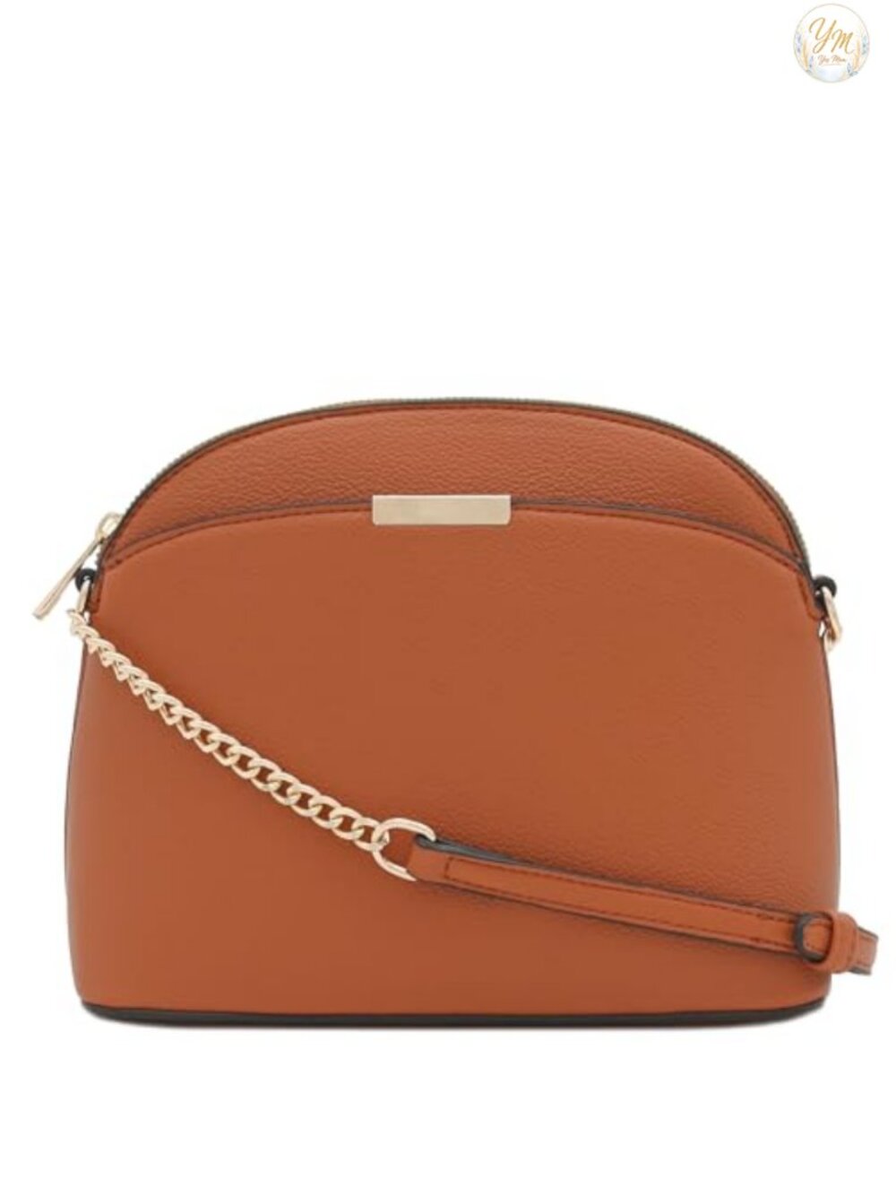 Faux Leather Small Dome Crossbody Bag with Chain Strap